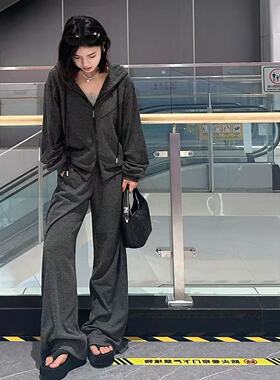 减龄秋冬季女套装休闲时尚两件套纯色运动套装高级感气质新款潮流