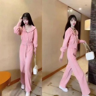 运动卫衣套装 两件套装 女2025年新款 外套休闲长裤 连帽开衫 春秋时尚