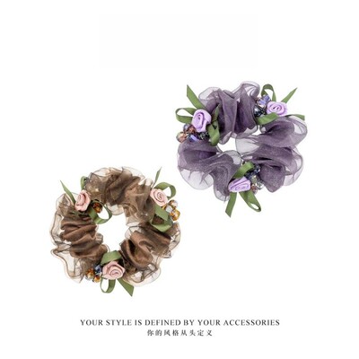 【赫本王妃】巴黎玫瑰园 优雅法式浪漫气质百搭发圈 FB2954