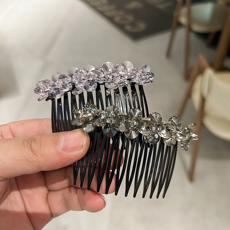 轻奢复古水晶倒插梳韩版气质高级感发梳碎发减龄整理神器发卡批发