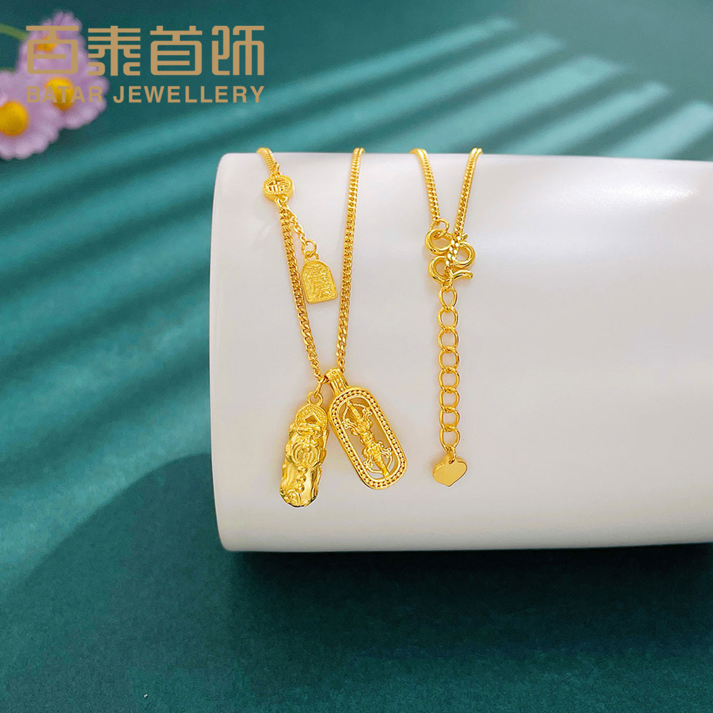 百泰黄金项链女足金999貔貅金刚杵时尚金币套链颈链锁骨链送礼物