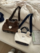 upupfour「奶茶小熊」韩国设计师原创卡通毛绒绒轻便单肩斜挎包