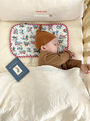 upupfour进口纯棉新生婴儿枕云片枕0到1岁2岁枕巾吸汗透气防吐奶