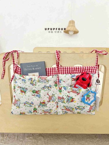 upupfour婴儿床头挂袋纯棉宝宝床收纳袋尿布尿不湿收纳儿童储物袋