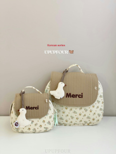 upupfour松栗甜茶|原创自制韩国多功能纯棉绗缝刺绣妈咪包亲子包
