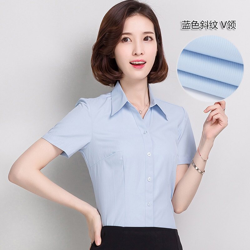 v领2018新款邮政衬衫女短袖邮局工装衬衣储蓄银行邮储工作服夏女在类目 女装/女士精品, 衬衫中 - 来自Buy2taobao.com提供专业的淘宝代购服务