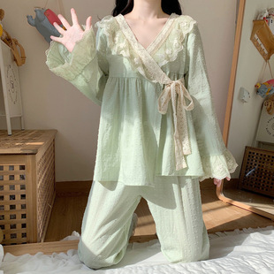 睡衣女秋季 甜美可爱复古和服感家居服 宫廷公主风长袖 套装