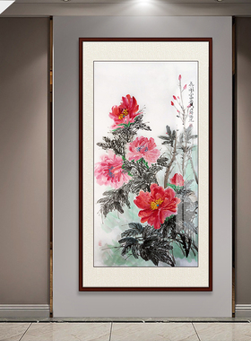 纯手绘手工国画花卉画牡丹