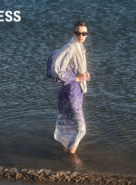 【精工系列】LESS设计感渐变印花桑蚕丝绑带开衩半身裙2P4D11530