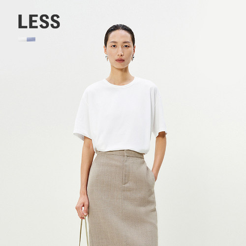 LESS夏季短袖休闲全棉纯色T恤