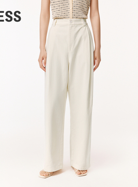 LESS春夏时尚通勤直筒休闲裤女质感全棉牛仔九分长裤子2O6E11750