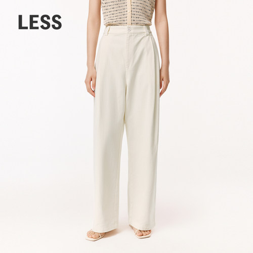LESS春夏时尚通勤直筒休闲裤女质感全棉牛仔九分长裤子2O6E11750