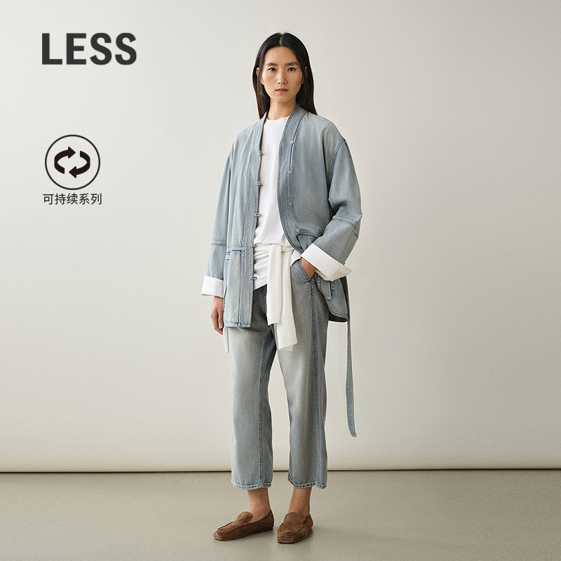 LESS莱赛尔棉牛仔九分香蕉裤图片
