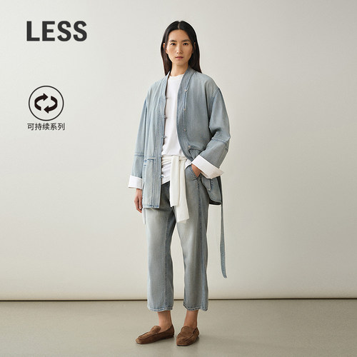 LESS莱赛尔棉牛仔九分香蕉裤