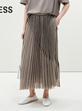 【精工系列】LESS欧根纱半身裙气质立体压褶伞裙含内里2P5D13290