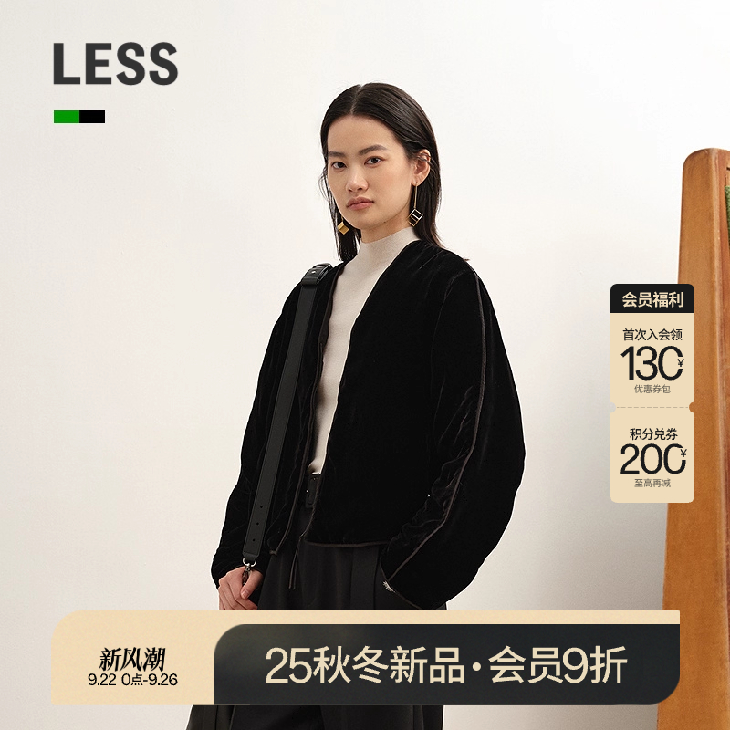 LESS老钱风丝绒短款羽绒服