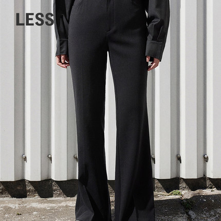 LESS春秋复古优雅微喇裤女绵羊毛时尚简约休闲微喇叭裤2O7E10220