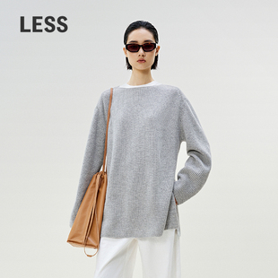 女2P1312570 微一字领宽松套头针织衫 LESS春宽松慵懒感毛衫 时尚