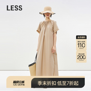 连衣裙2P6G13980 商场同款 LESS2025夏新通勤度假全棉套头短袖