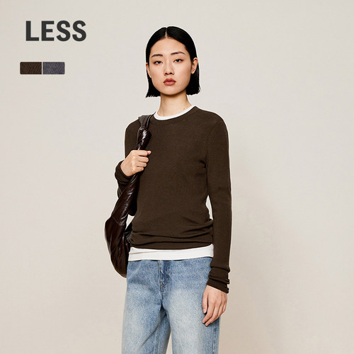 LESS冬轻薄打底毛衫女时尚舒适修身套头薄款长袖针织衫2O0310400