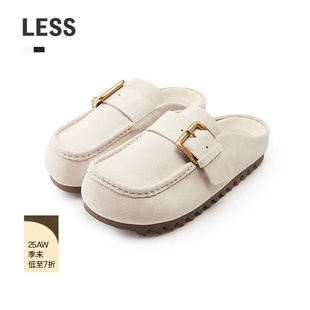 【商场同款】LESS2025秋新款厚底乐福鞋女复古半拖单鞋3P9M10290