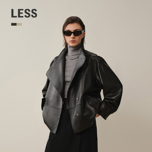 LESS精工造型感皮衣外套