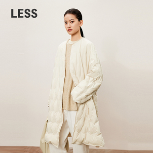 LESS冬连帽可拆卸长款 大围巾帽羽绒服女2O9C11410 宽松羽绒衣时尚