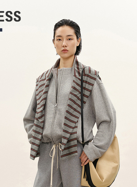 【商场同款】LESS2026春新款宽松休闲加厚开衫卫衣外套2Q2413820