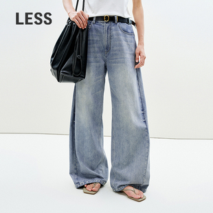 LESS夏土耳其棉水洗宽松简约舒适通勤阔腿牛仔裤 子女2P4E13680