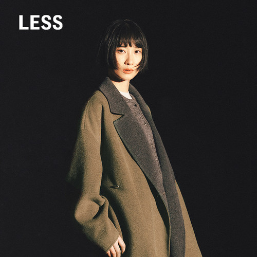 LESS巴恩风撞色系带毛呢大衣