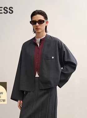 【商场同款】LESS2025秋新款休闲宽松无扣V领夹克外套女2P8618070