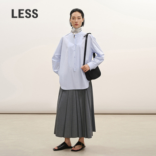 【商场同款/精工系列】LESS2026春新款灰色百褶半身裙2Q2D10210