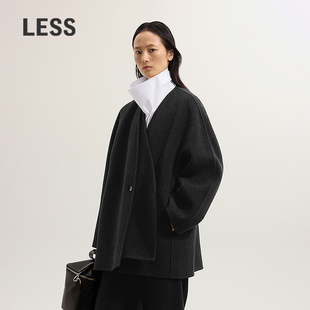 绵羊毛宽松短款 LESS2025冬新款 毛呢大衣女2PB81517H 商场同款