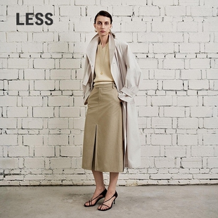 通勤直筒全棉开衩半身裙2Q2D10160 LESS2026春新款 商场同款