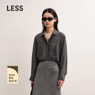 复古知识分子翻领衬衫 LESS2025秋新款 上衣2P9217890 商场同款