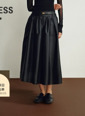 LESS秋气质宽松休闲复古中长款腰裙女士2P8D16720