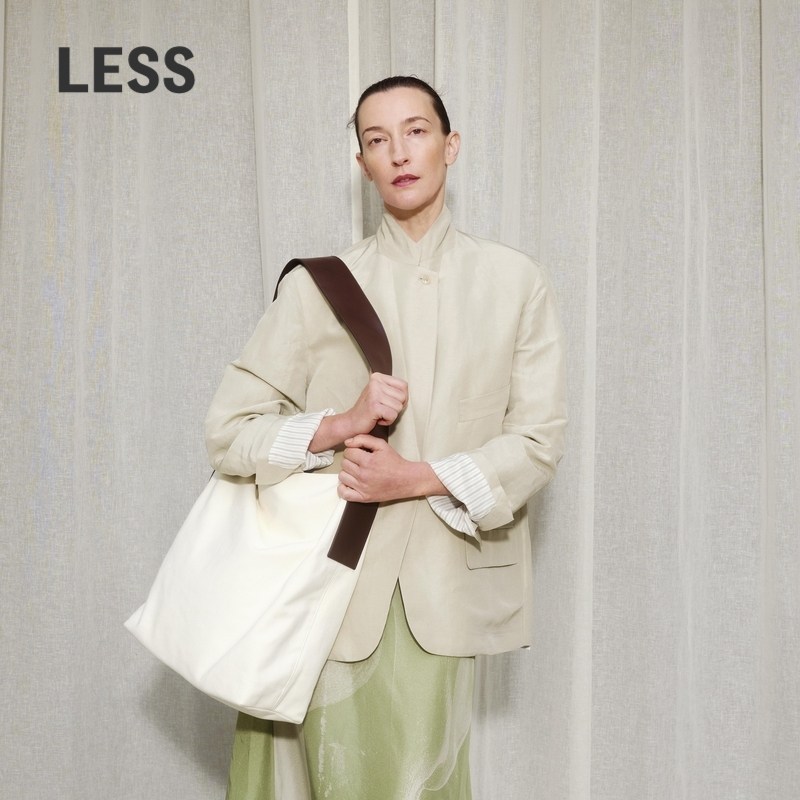 LESS春桑蚕真丝亚麻薄款大廓形宽松极简风休闲西装外套2O371