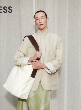 LESS春桑蚕真丝亚麻薄款大廓形宽松极简风休闲西装外套2O3712350