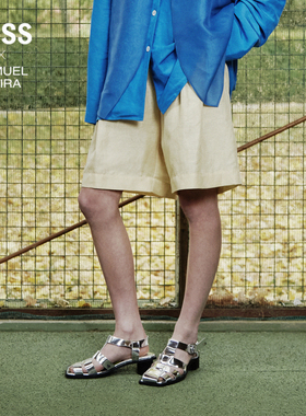 【LESSxSamuel】春秋裤子女简约宽松舒适亚麻休闲中裤2N7E13390