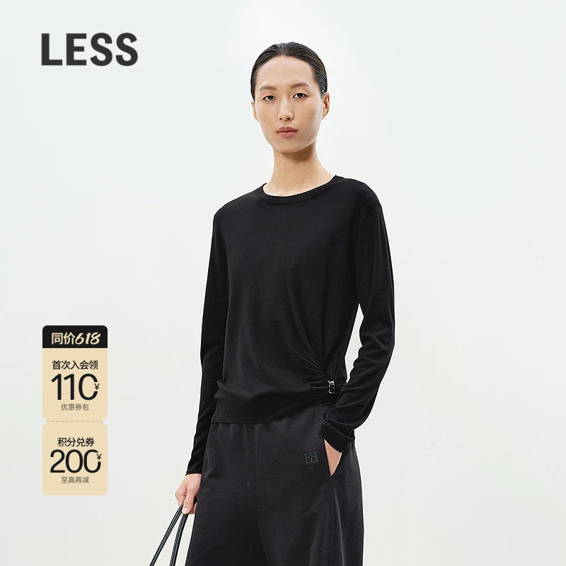 【精工系列】LESS春简约休闲绵羊毛修身套头针织衫女2P2313
