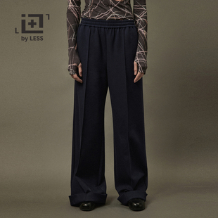 子女休闲简约宽松深藏青阔腿裤 LESS春秋裤 2N9E10600 周迅同款