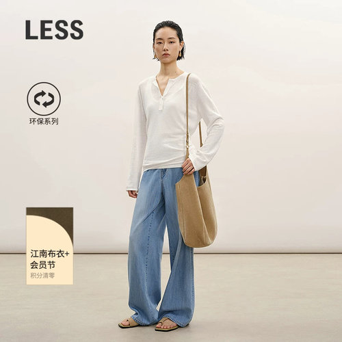 LESS复古莱赛尔棉阔腿牛仔裤