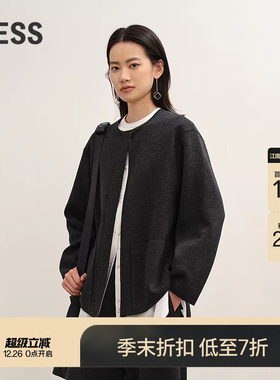 【商场同款】LESS2025冬新款假两件无领拉链针织衫外套2P0318270