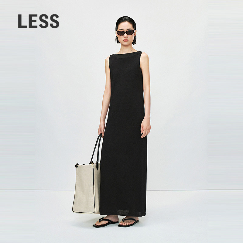 LESS无袖吊带针织连衣裙两件套女气质修身通勤直筒长裙2P3G1