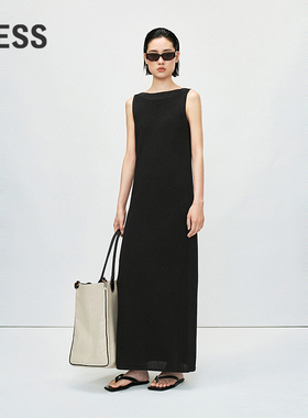 LESS无袖吊带针织连衣裙两件套女气质修身通勤直筒长裙2P3G10500