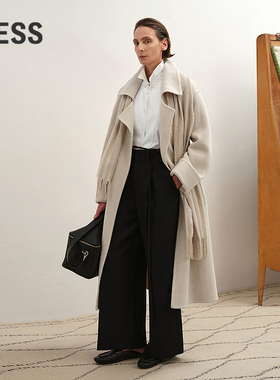 【商场同款】LESS2025冬新款系带宽松廓形双面呢大衣女2PA818640