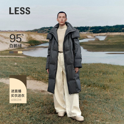 LESS连帽长款白鹅绒羽绒服
