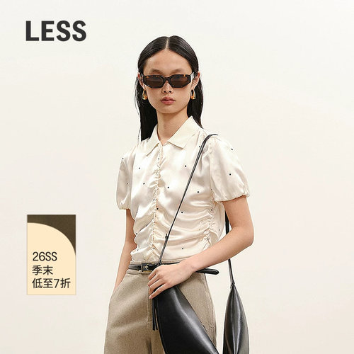 LESS桑蚕丝短袖波点印花衬衫