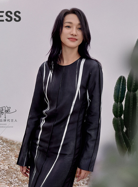 【精工系列|周迅同款】LESS春夏桑蚕真丝印花长袖连衣裙2O4G13070