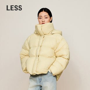 面包羽绒服外套女2O0C13630 LESS冬连帽百搭短款 科鲁达白鹅绒